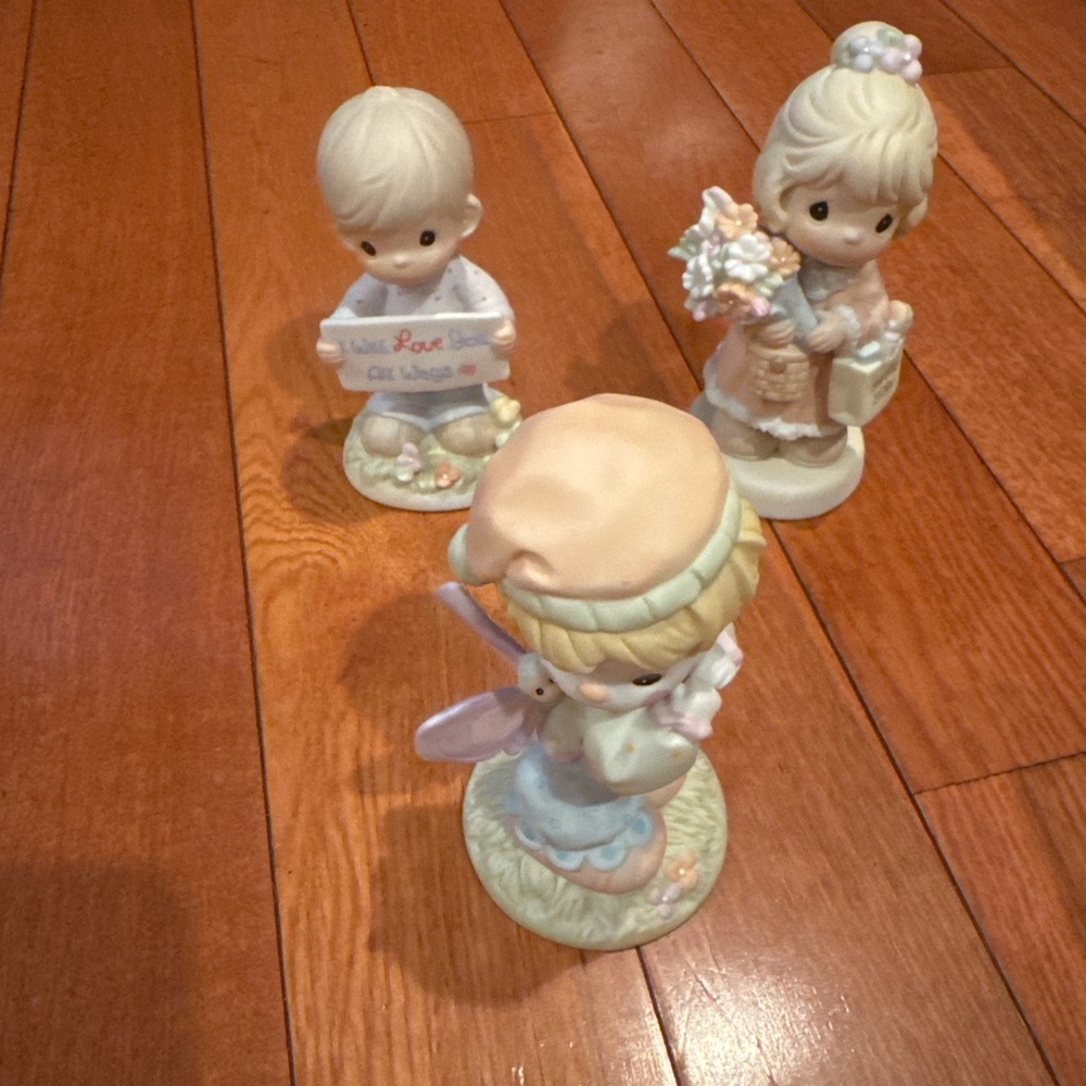 Lot of 3 Precious Moments Style Figurines Boy Girl Angel Vintage Collectibles